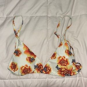 Triangle Bikini Top-Yellow Floral